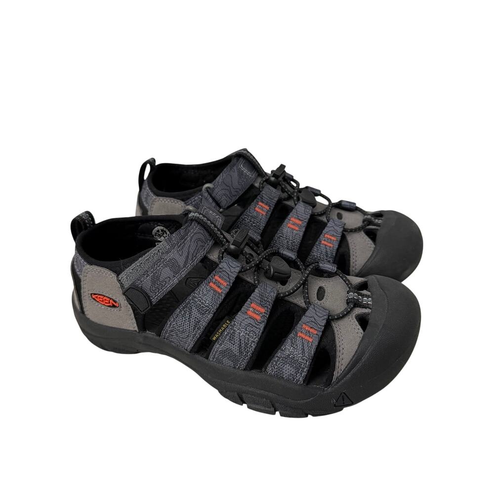 Keen Newport H2 Sandals Boys Size 3 Gray Orange Hiking Waterproof Kids